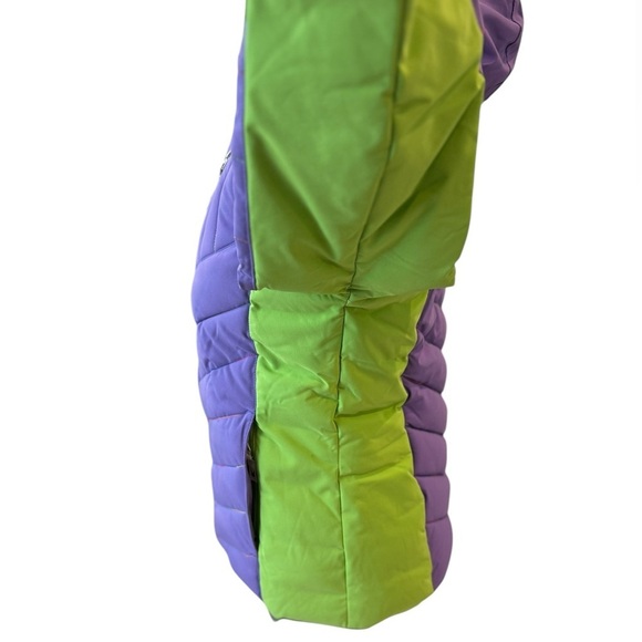 Spyder Girls Puffer Jacket Purple Green Hooded Size 16 - Picture 6 of 16
